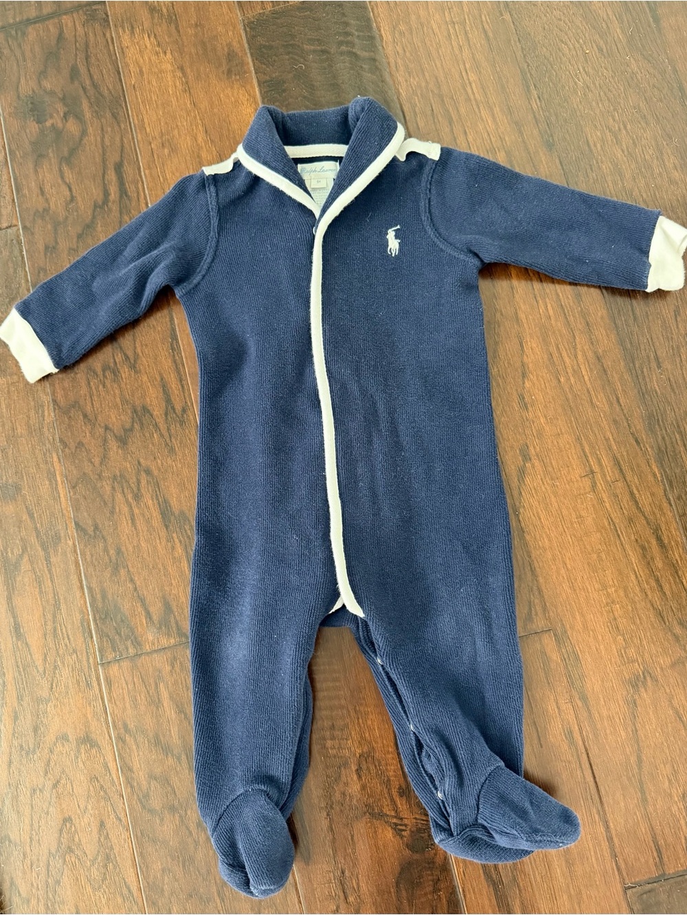 Ralph Lauren Navy Blue Baby Onesie Footed Winter Romper size 9M